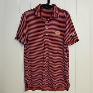 RLX Ralph Lauren Performance x PGA Tour orange, & blue striped golf‎ polo Size S